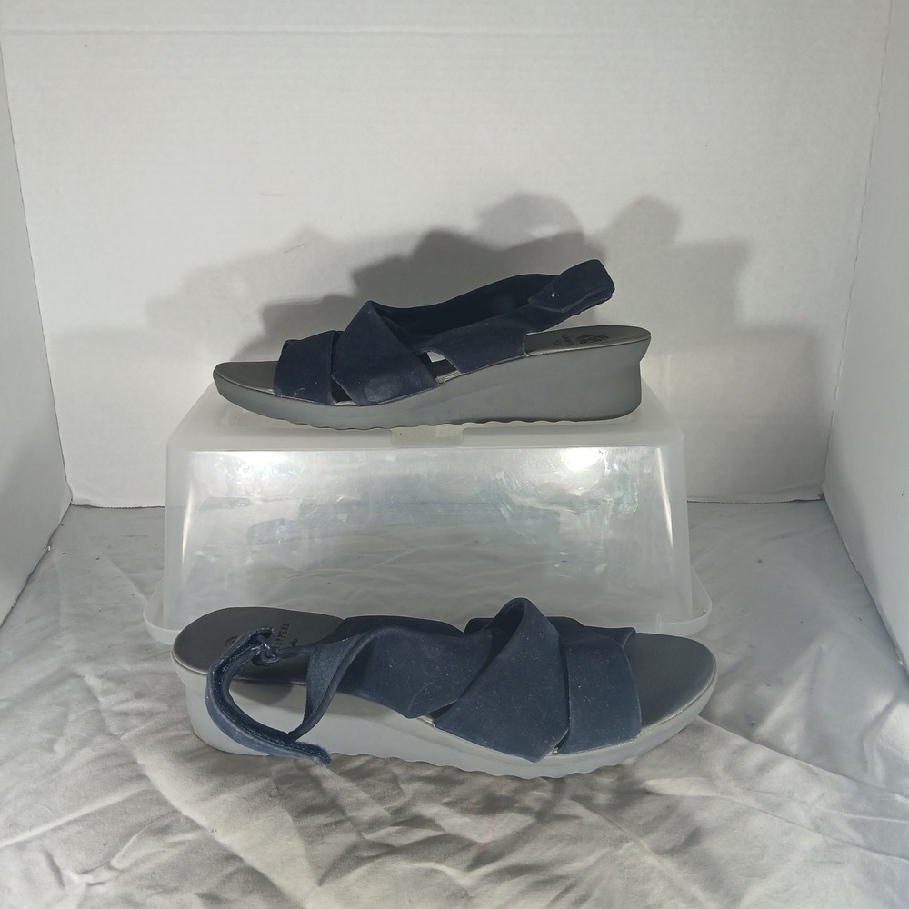 Clarks Navy Blue Wedge Sandals